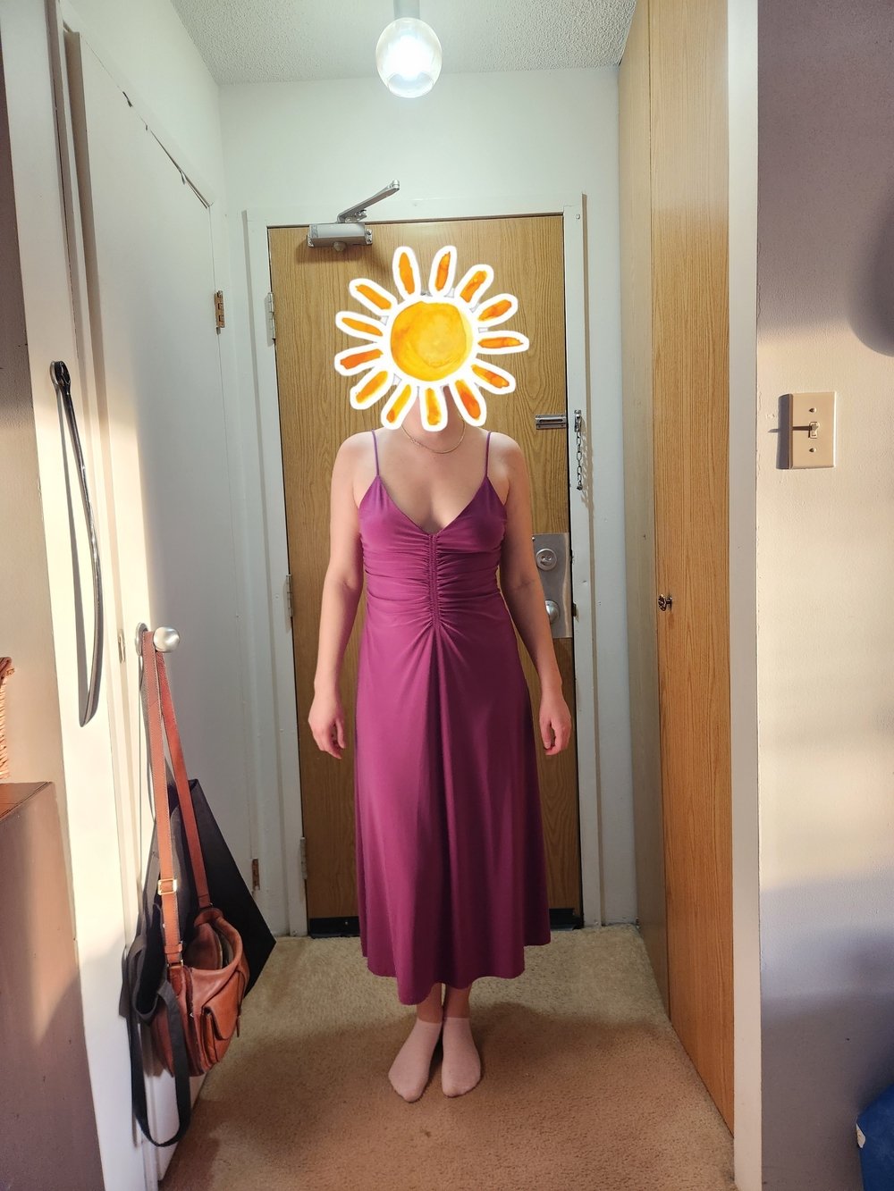 Zara Ruched Purple Midi Dress